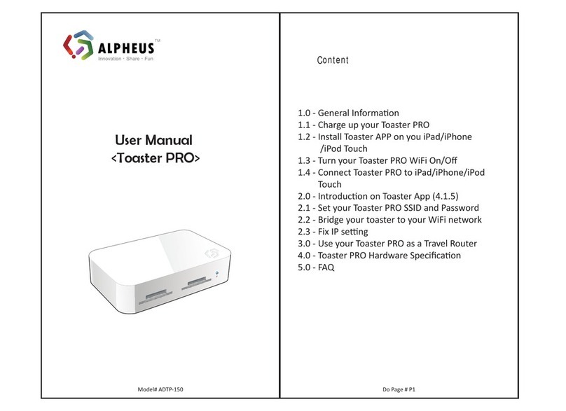 Alpheus Toaster PRO user manual