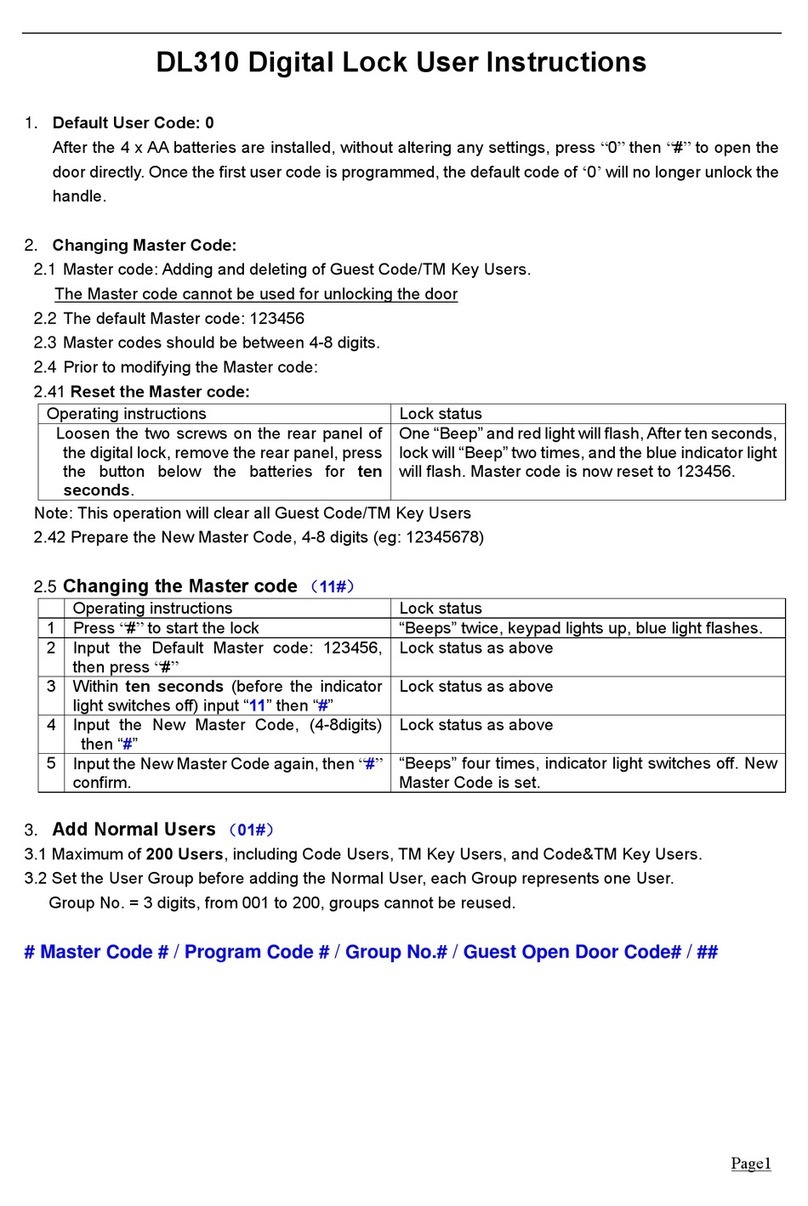 Digilock DL310 User manual