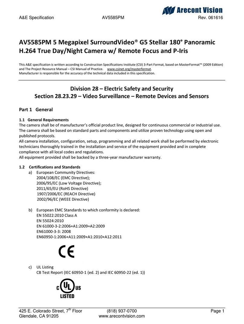 Arecont Vision AV5585PM manual