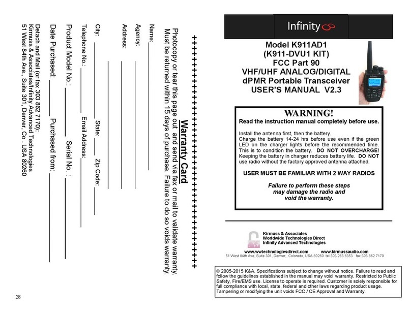 Infinity K911AD1 User manual