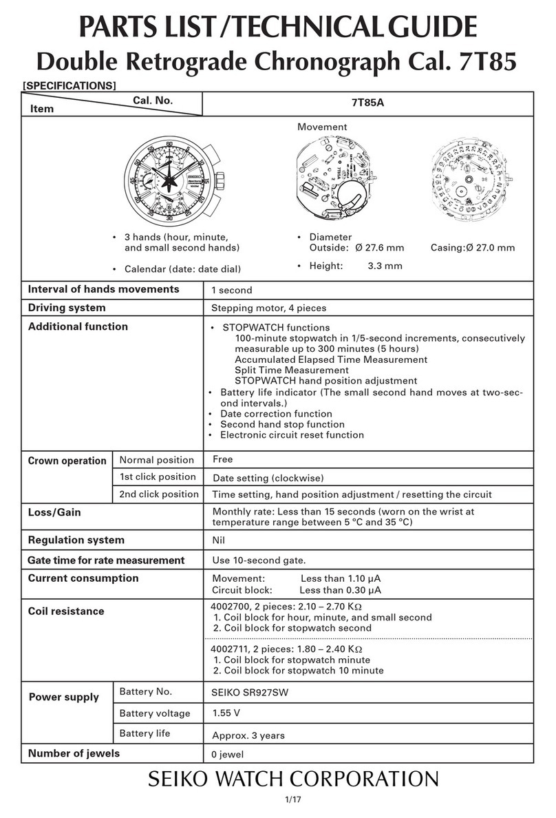 Seiko 7T85 Quick start guide