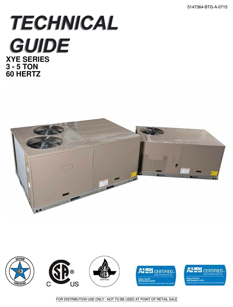 Johnson Controls Unitary Products XYE SERIES Quick start guide