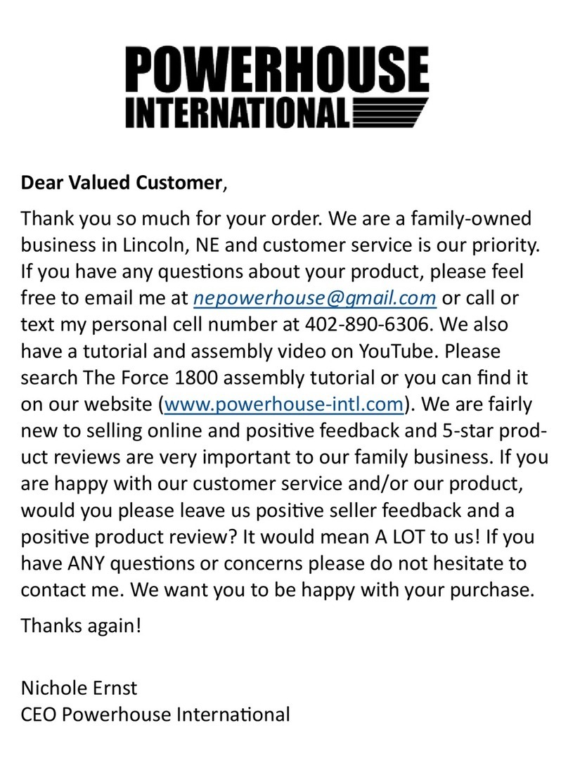Power House Force 1800 Set up and operating manual
