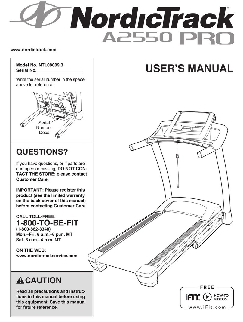 NordicTrack A2550 Pro Treadmill User manual