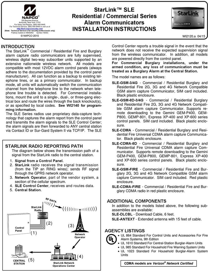 NAPCO StarLink SLE User manual NAPCO StarLink SLE User manual