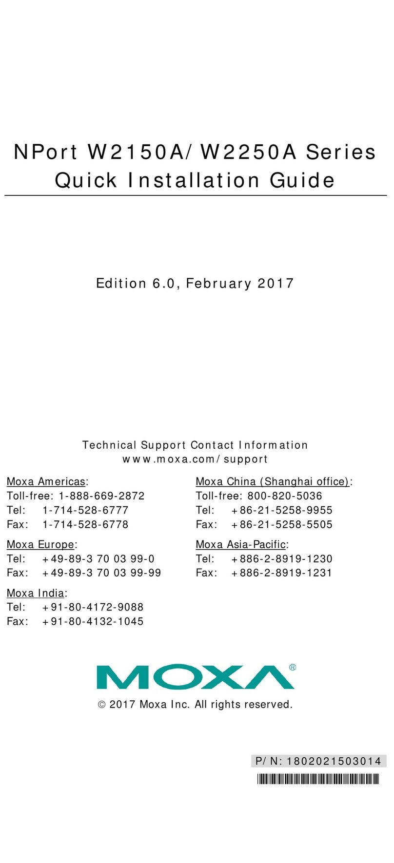 Moxa Technologies NPort W2150A Quick installation guide