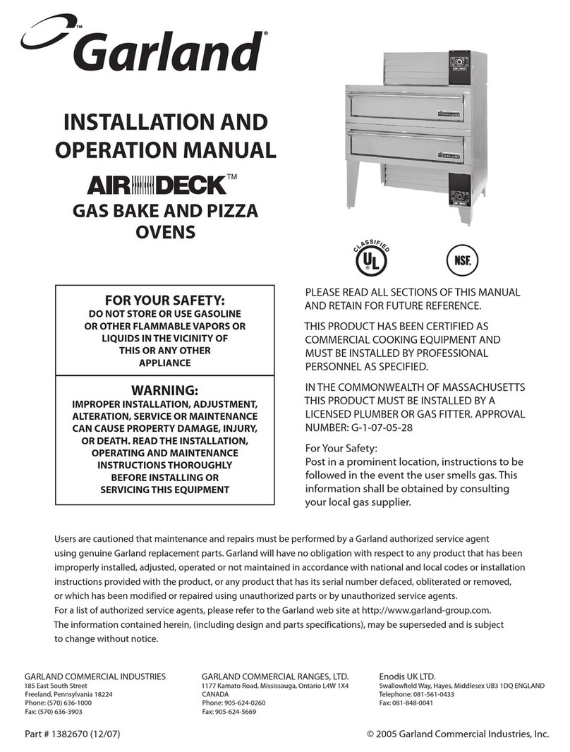 Garland Air-Deck G56PT Installation and operator's manual