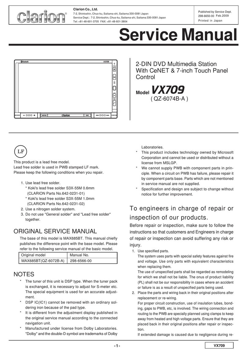 Clarion VX709 User manual