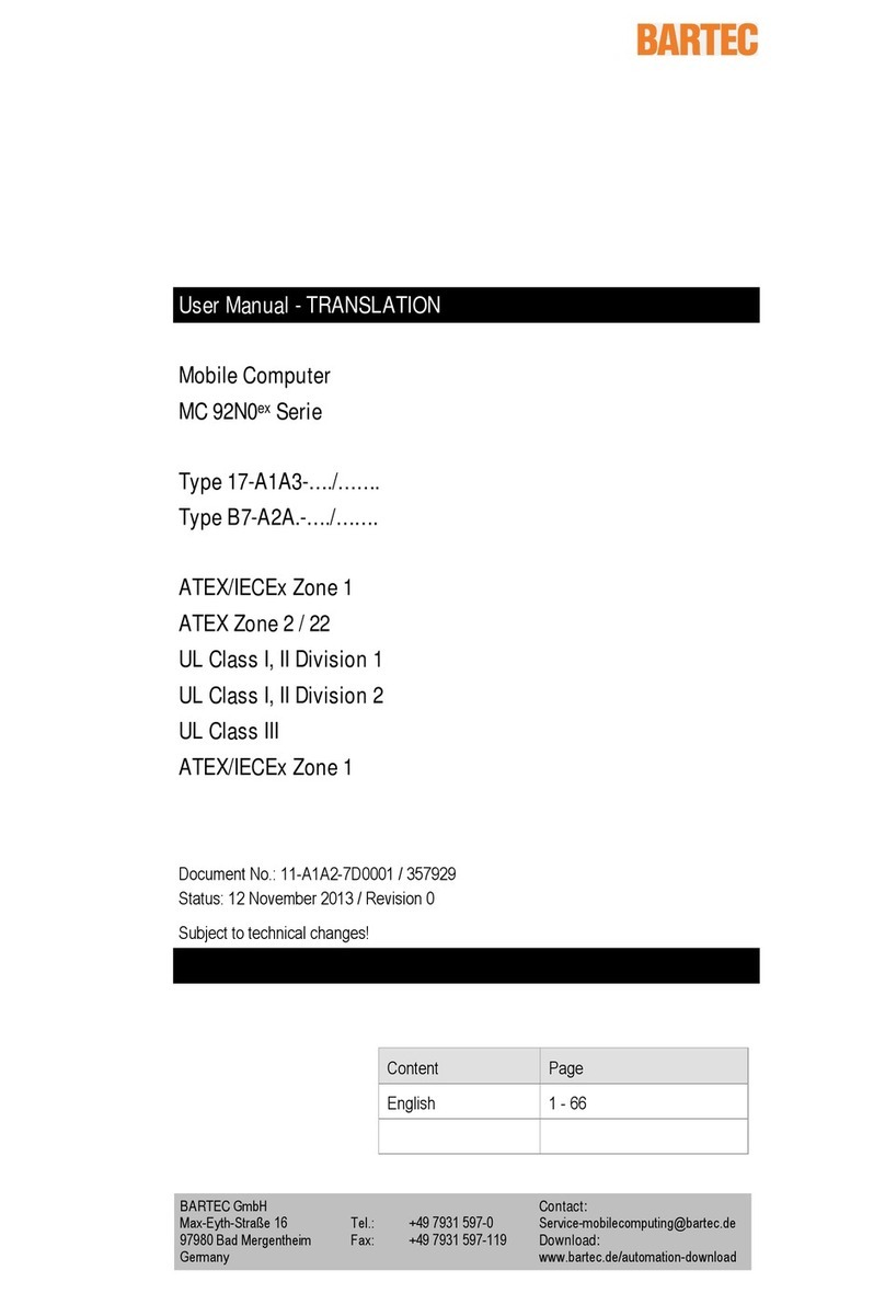 Bartec MC 92N0ex Series User manual