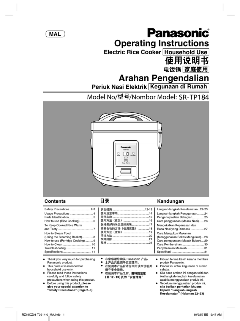 Panasonic SR-TP184 operating instructions