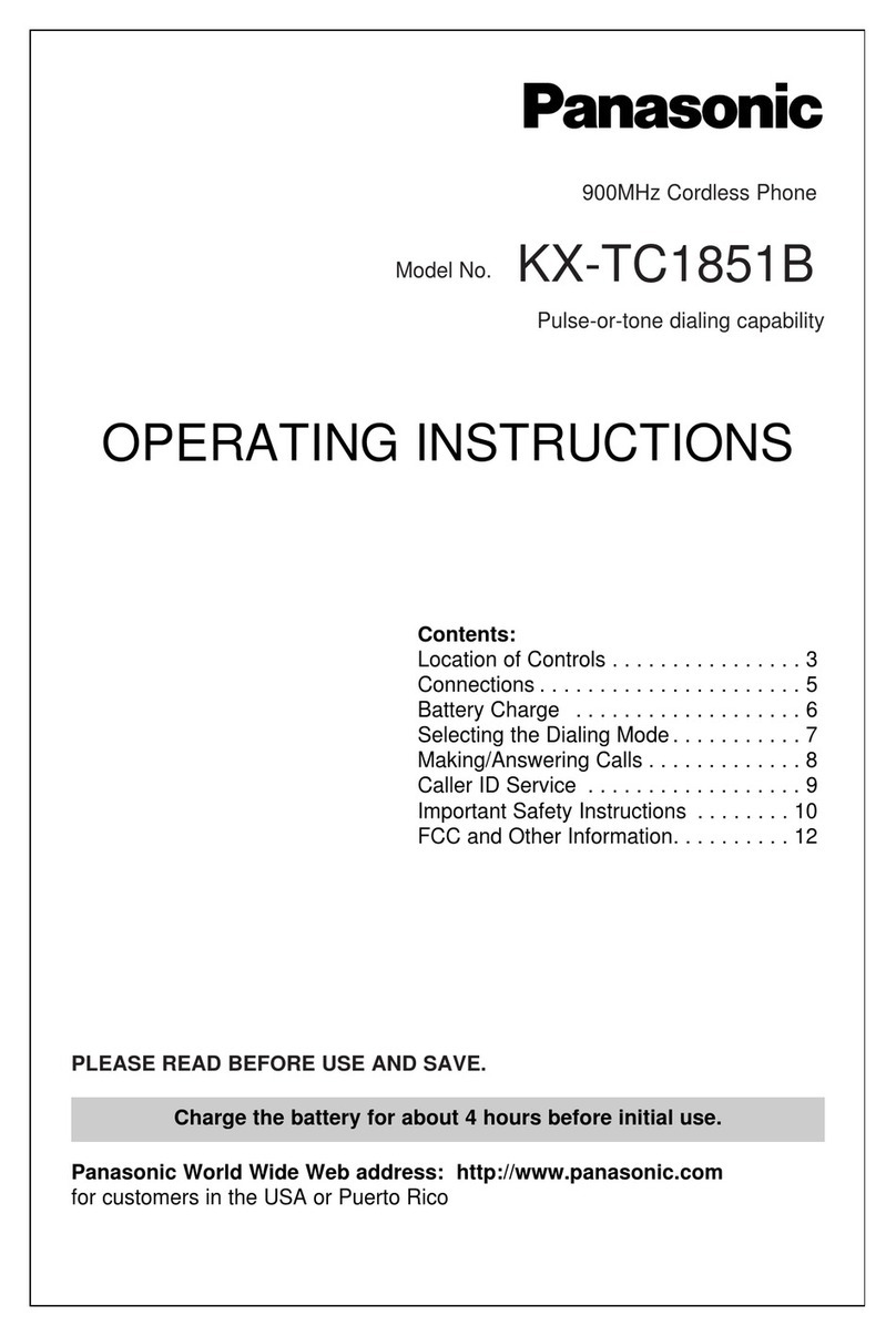 Panasonic KX-TC1851B - 900 MHz DSS Cordless Phone User manual