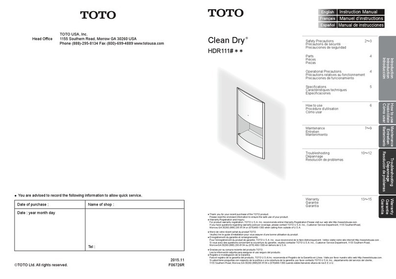 Toto Clean Dry HDR111 User manual Toto Clean Dry HDR111 User manual