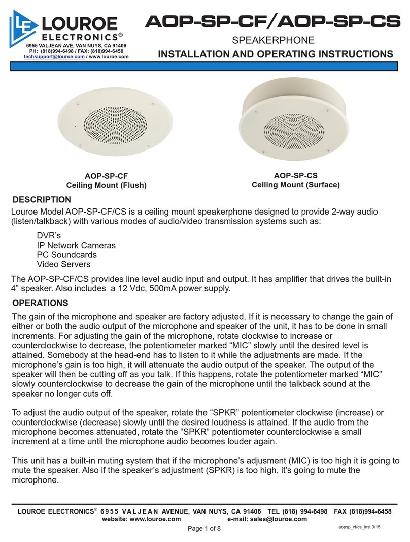 Louroe Electronics AOP-SP-CF Installation and operating instructions