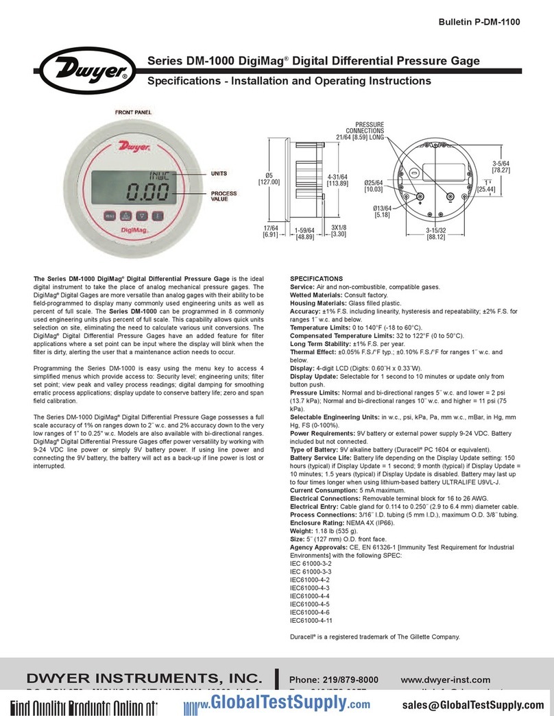 Dwyer Instruments Series DM-1000 Installation and operating instructions