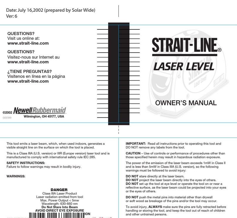 Strait-line Laser Level owner's manual