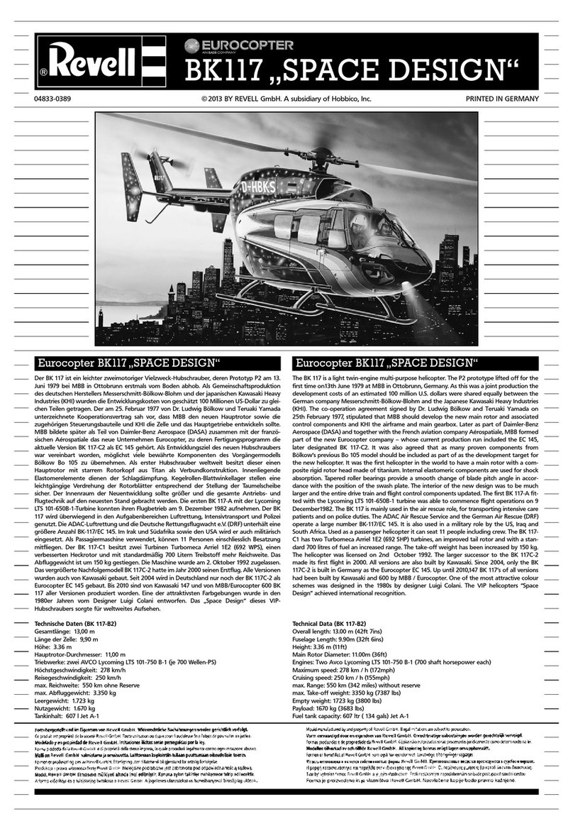 REVELL Eurocopter BK117 SPACE DESIGN User manual
