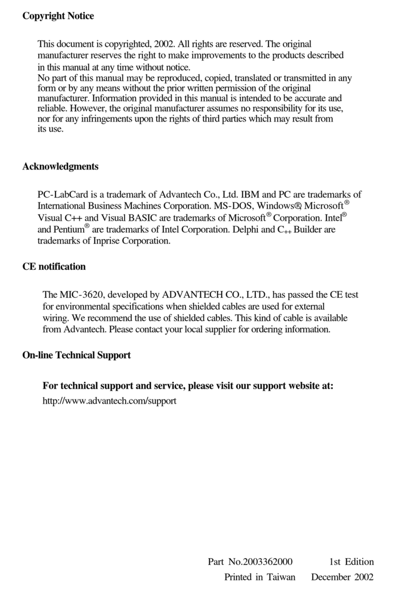 Advantech MIC-3620 User manual