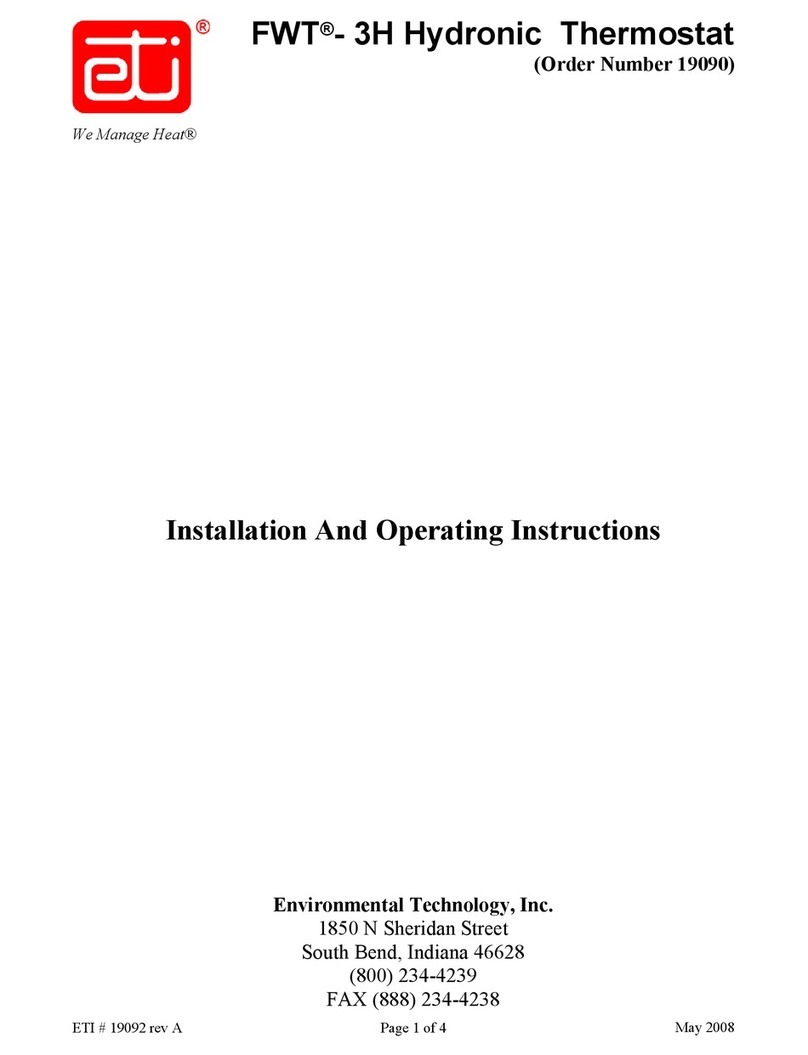 Environmental Technologies FWT-3H Installation and operating instructions Environmental Technologies FWT-3H Installation and operating instructions