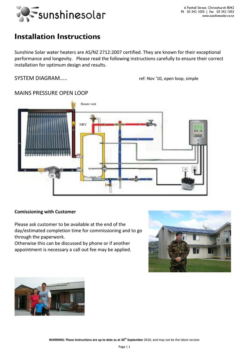 Sunshine Solar Water Heater installation instructions