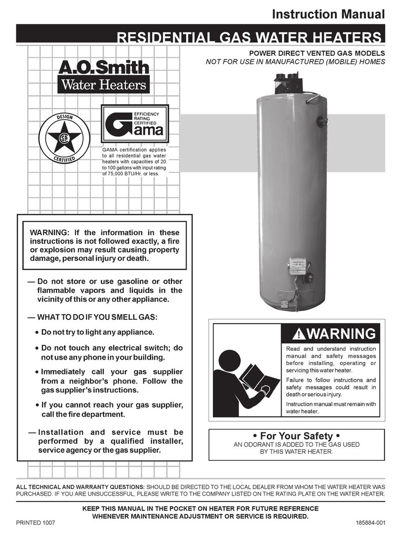 A.O. Smith Power Direct ventedGasModels instruction manual