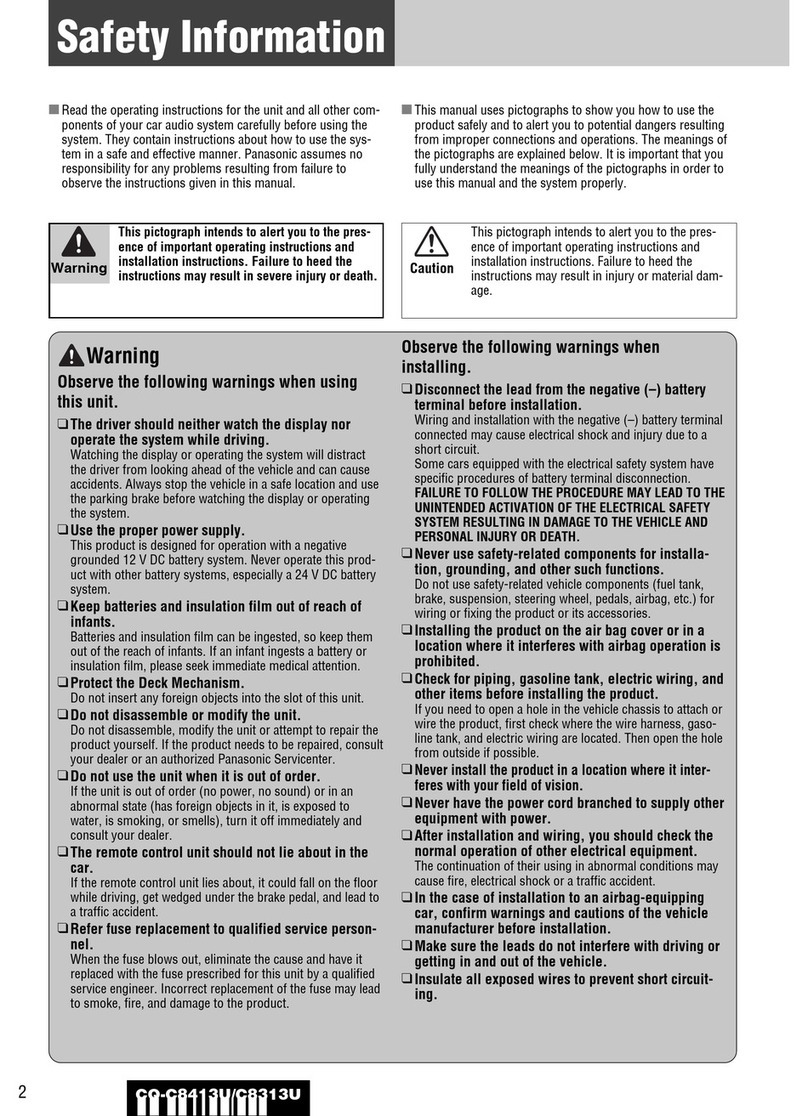 Panasonic CQC8413U - CAR AUDIO-MULTI-LANG operating instructions Panasonic CQC8413U - CAR AUDIO-MULTI-LANG operating instructions