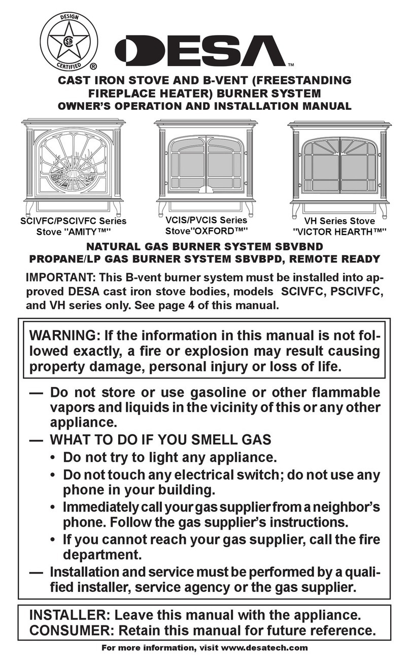 Desa VH Series Stove"VICTOR HEARTH" OWNER'S OPERATION AND INSTALLATION MANUAL Desa VH Series Stove"VICTOR HEARTH" OWNER'S OPERATION AND INSTALLATION MANUAL