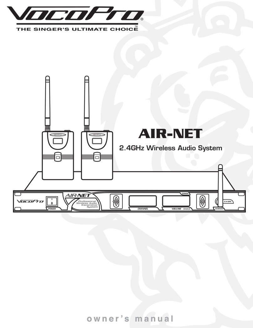 VocoPro 2.4GHz Wireless Audio System AIR-NET owner's manual