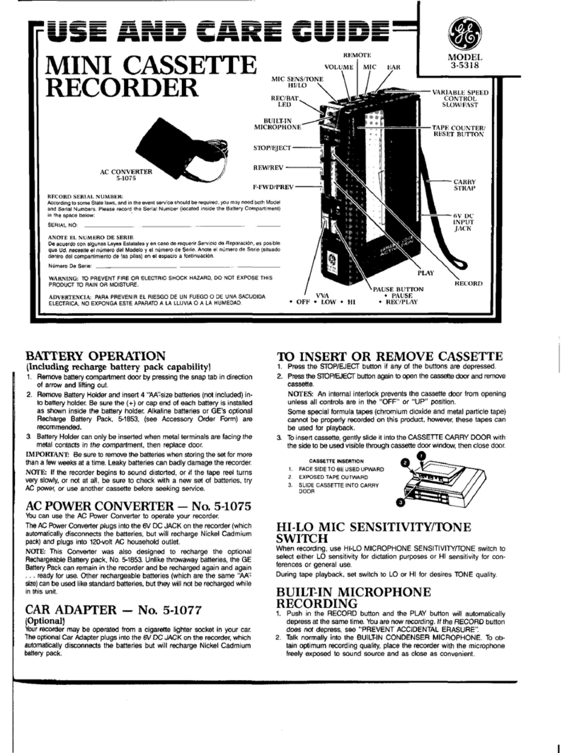 GE 3-5318 Use and care guide
