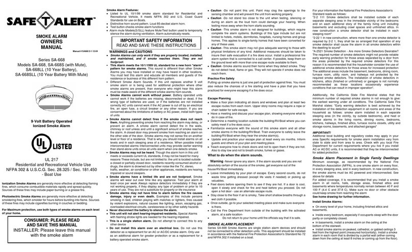 SAFE-T-ALERT SA-668 owner's manual