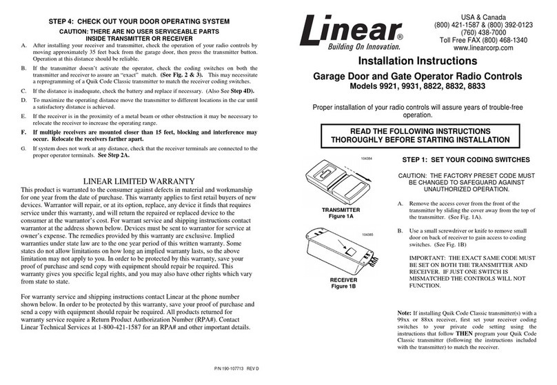 Linear 9921 User manual