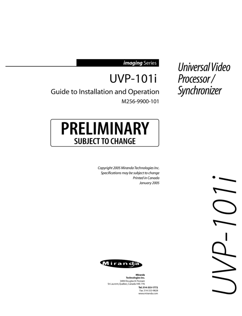 Miranda UVP-101i Guide to installation and operation
