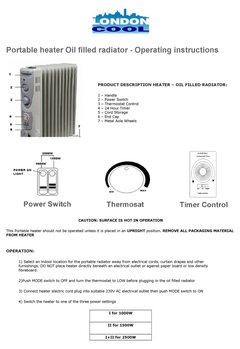 London Cool Portable heater operating instructions