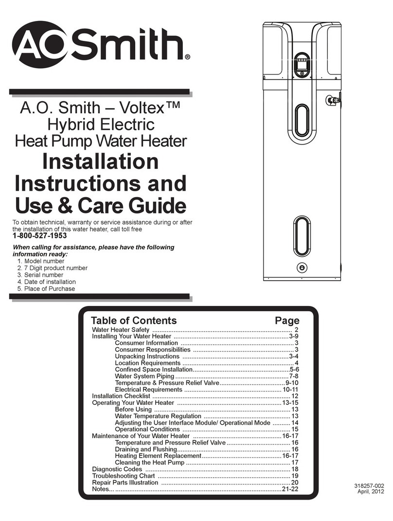 A.O. Smith Voltex Product information sheet