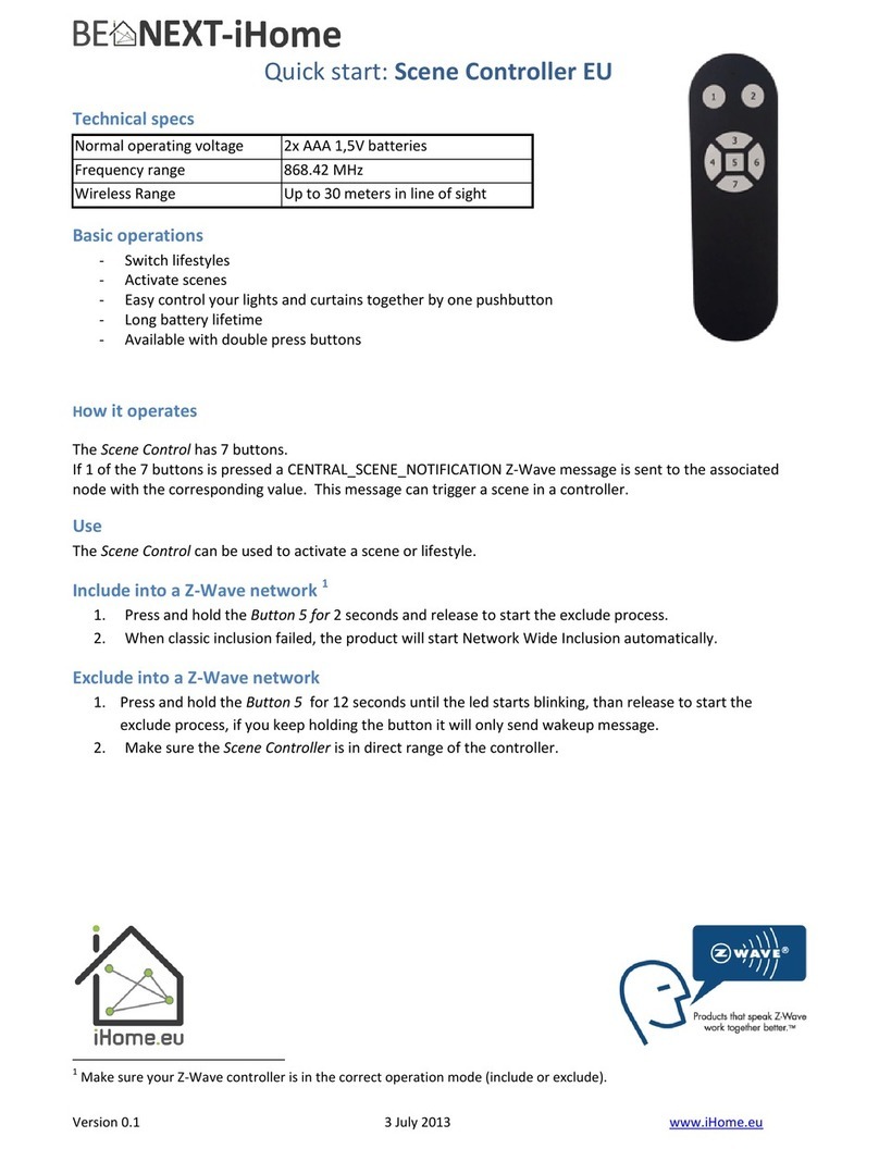 Be Next-iHome Scene Controller EU quick start guide