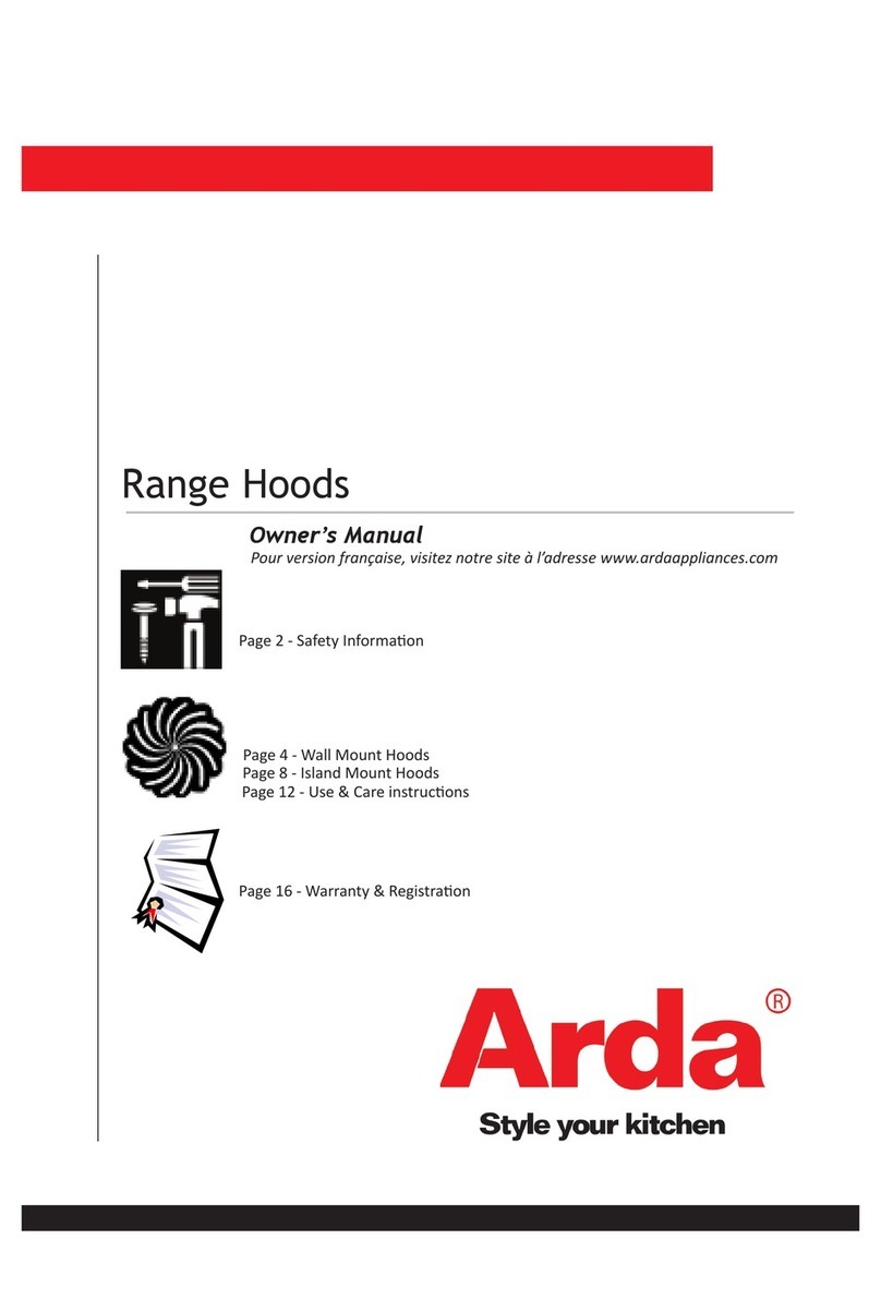 Arda range hood owner's manual