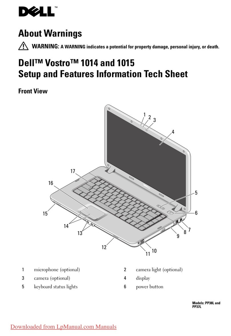 Dell Vostro 1014 Setup and features information