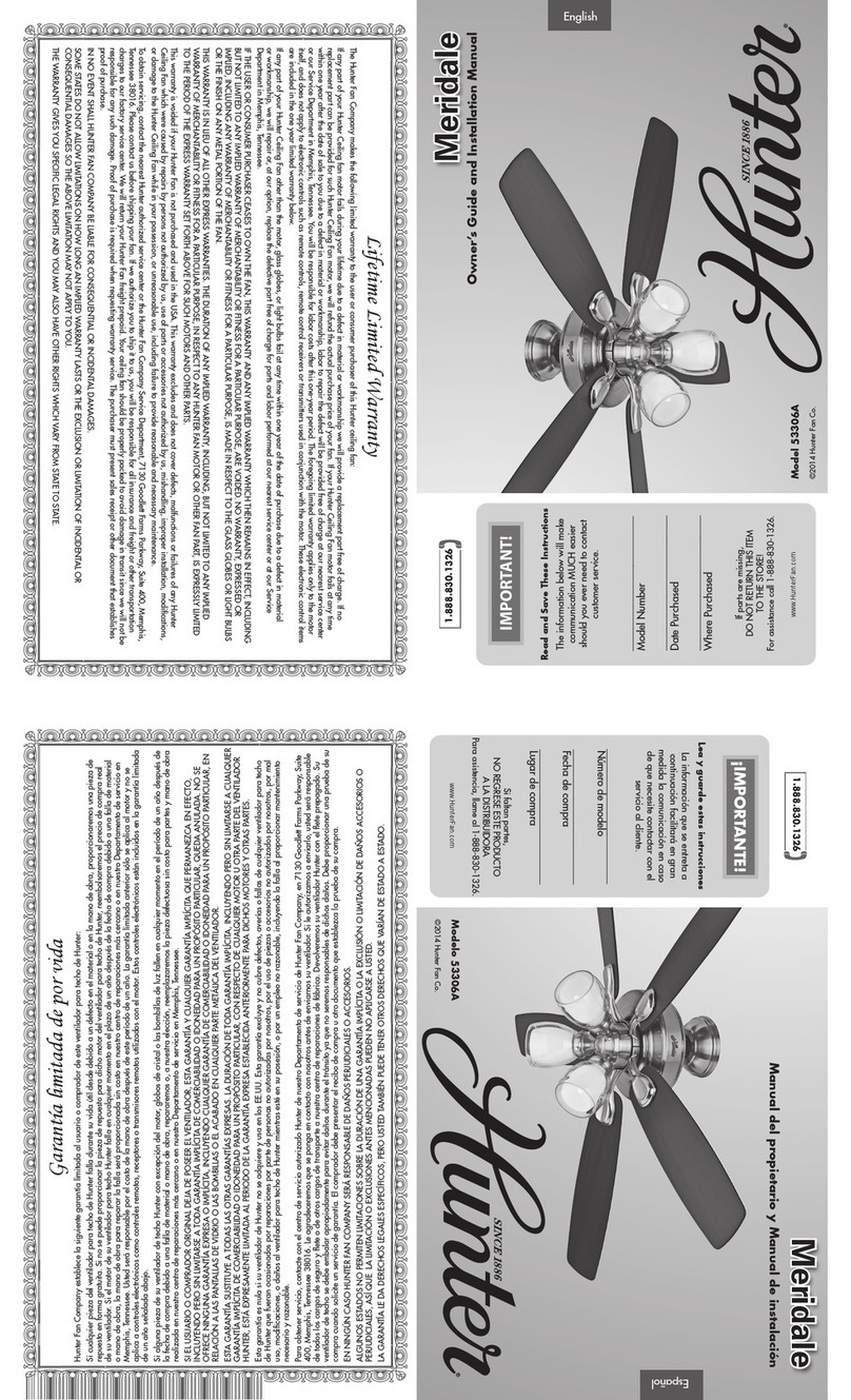 Hunter Meridale 53306A Instruction manual