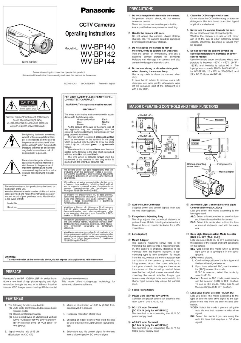 Panasonic WV-BP140 User manual