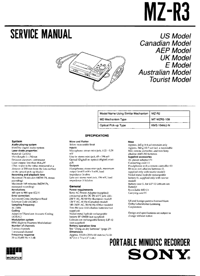 Sony MZ-R3 User manual