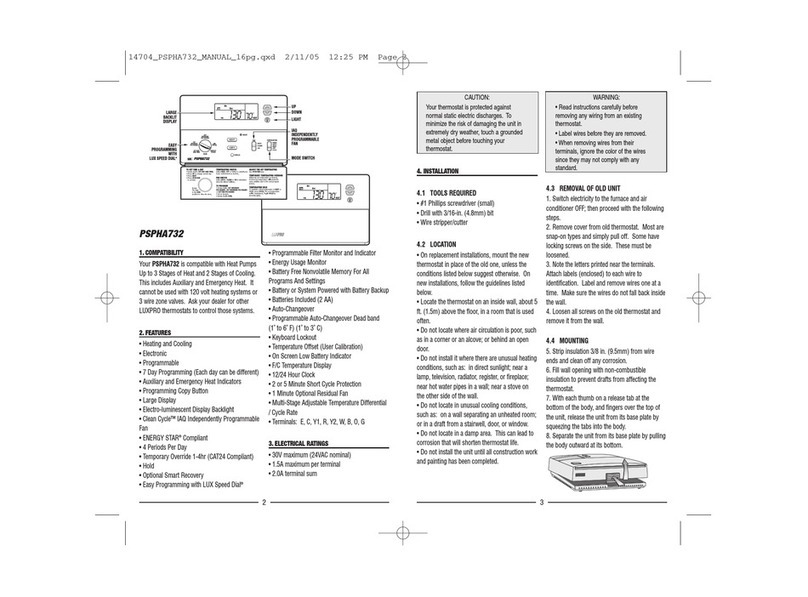 Lux Products LUXPRO PSPHA732 Series Installation and operating instructions