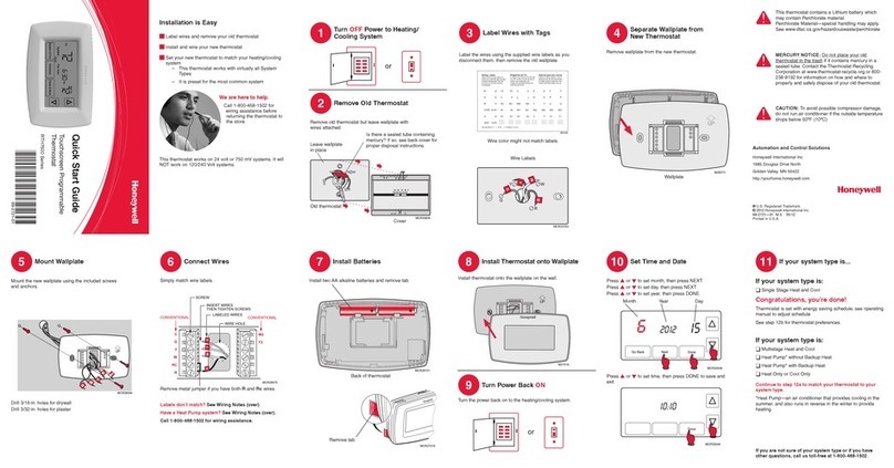 Honeywell RTH7600 Series quick start guide Honeywell RTH7600 Series quick start guide