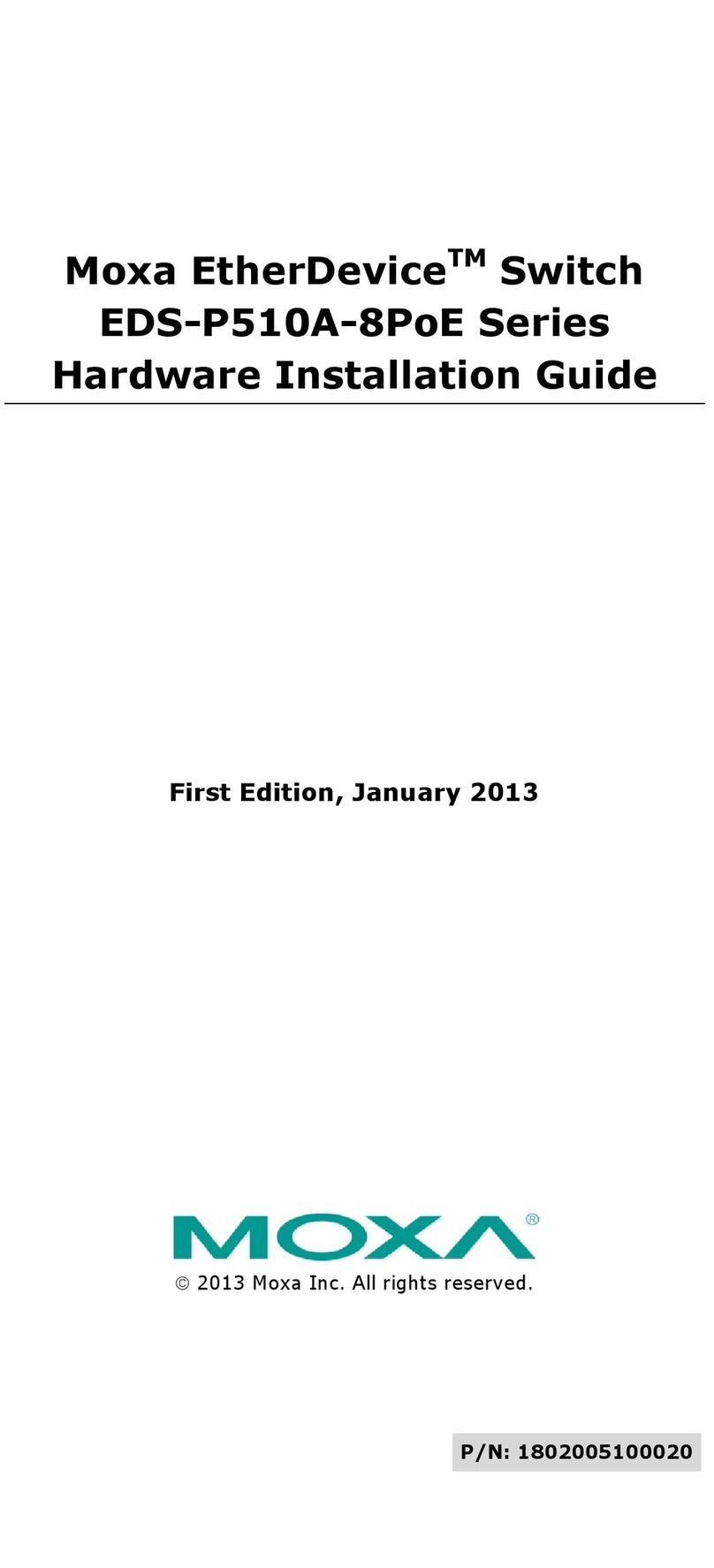 Moxa Technologies EtherDevice EDS-P510A-8PoE Series Manual