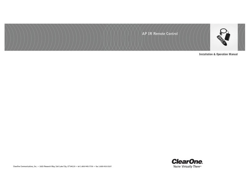 Clear One AP IR Remote Control Installation & operation manual