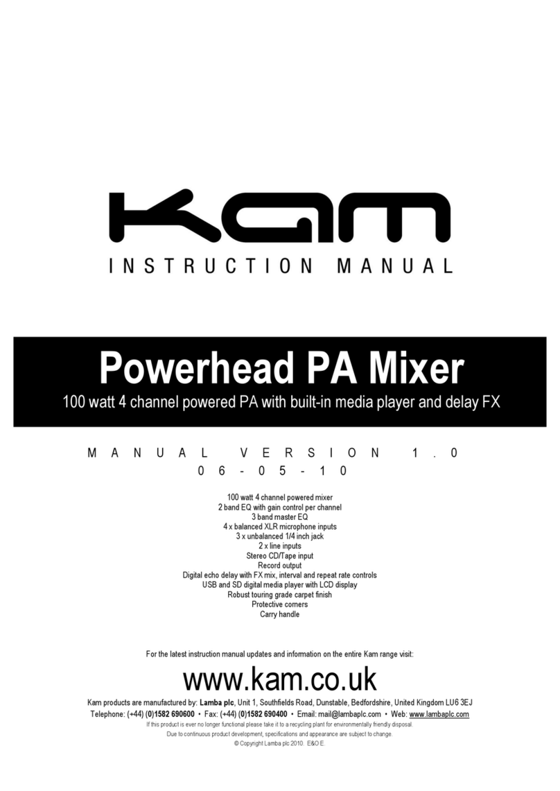 KAM Powerhead PA Mixer instruction manual
