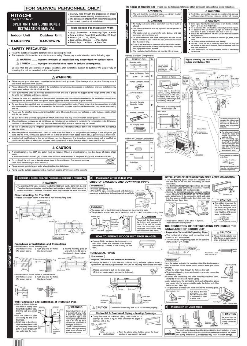 Hitachi RAK-70PPA User manual