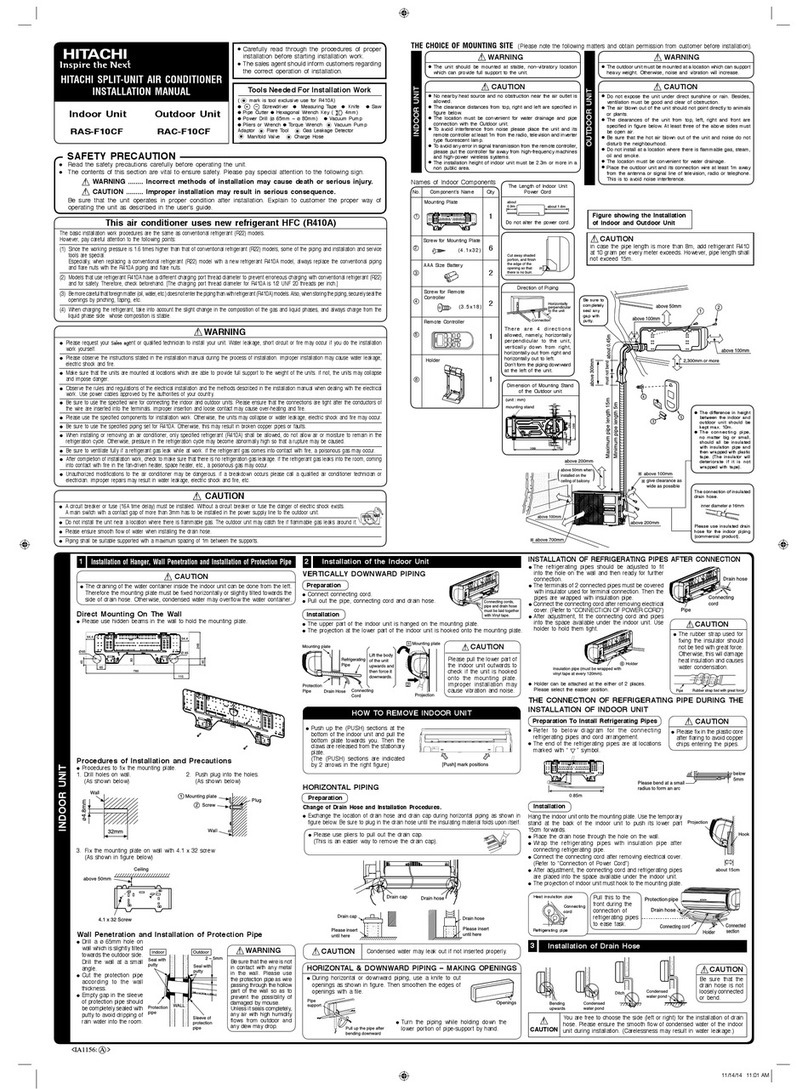 Hitachi RAS-F10CF User manual