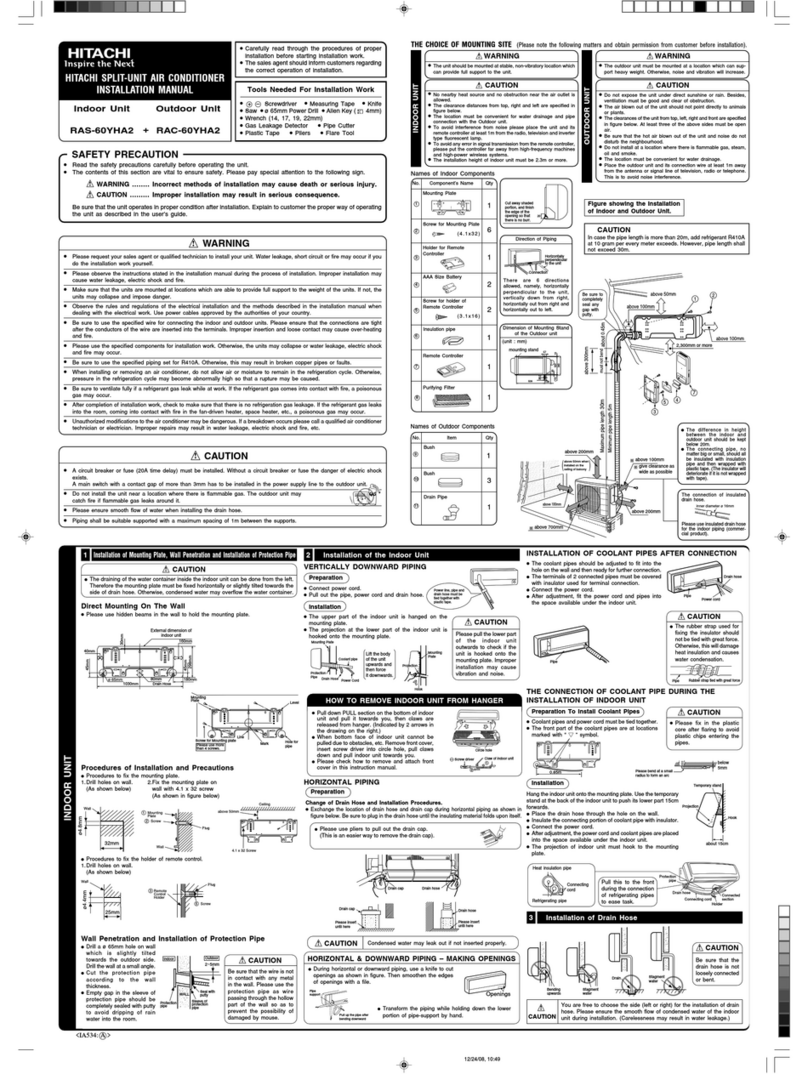 Hitachi RAS-60YHA2 User manual