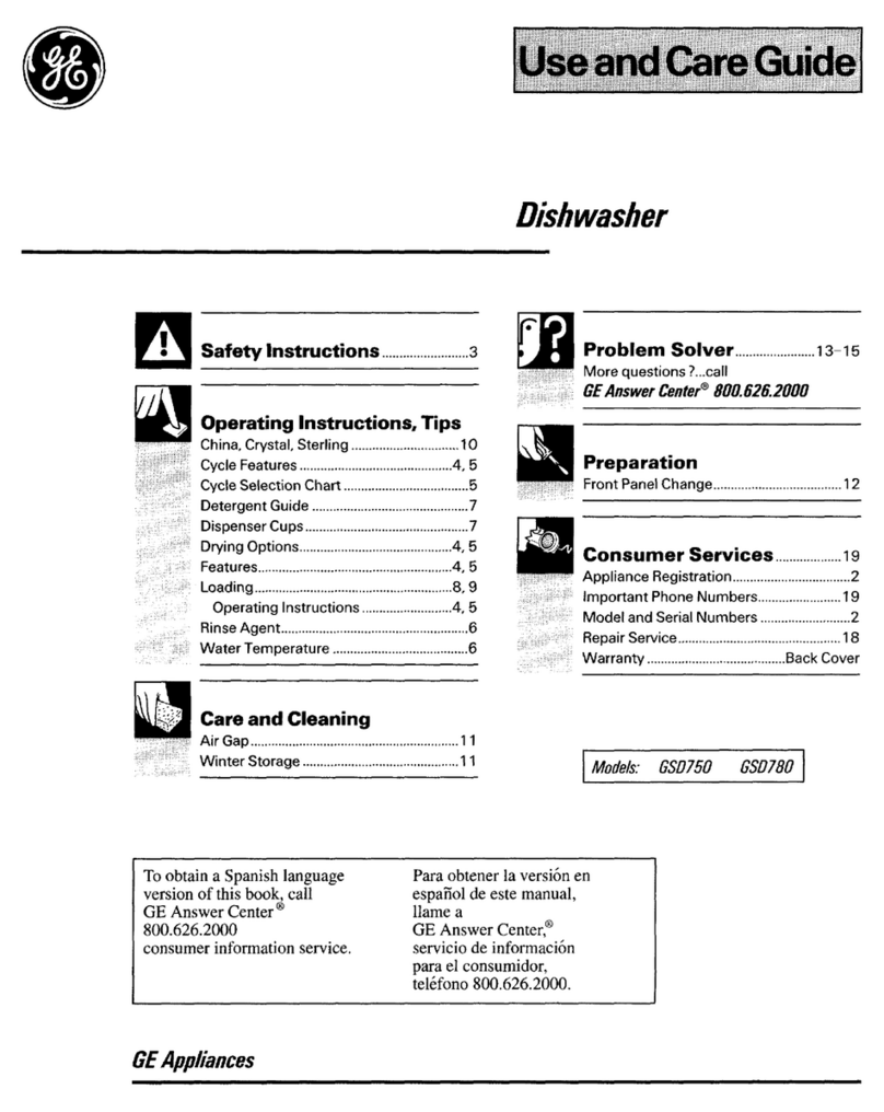 GE GSD750 Use and care guide