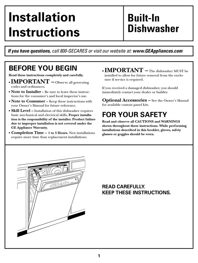 GE Built-In Dishwasher User manual