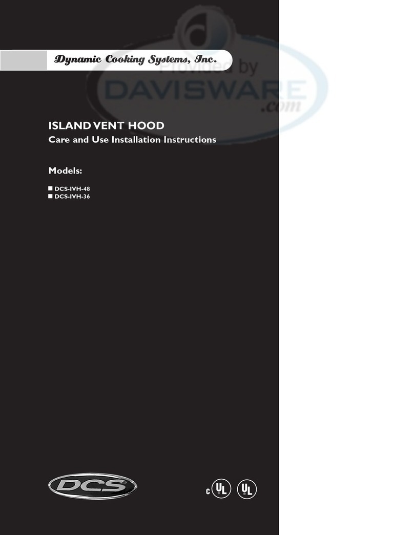 Dynamic Cooking Systems DCS-IVH-48 Care and use installation instructions